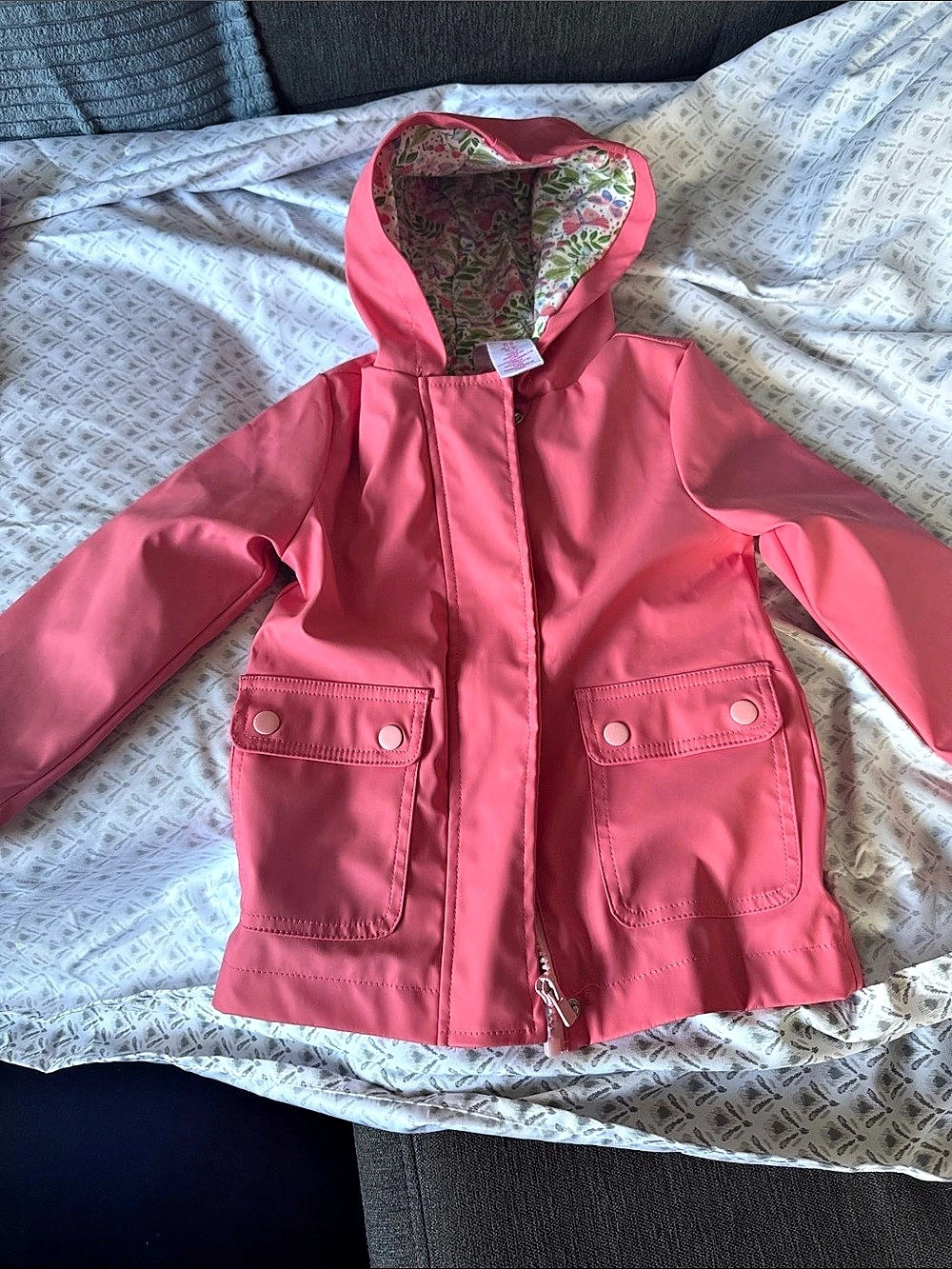 Joules Raindance Waterproof Jacket Pink Floral Raincoat